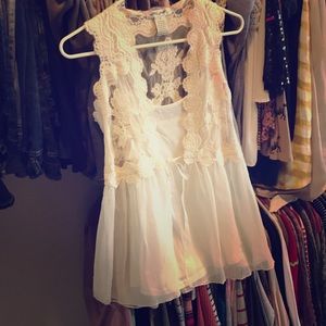 Sheer lace tank cover with tank underneath